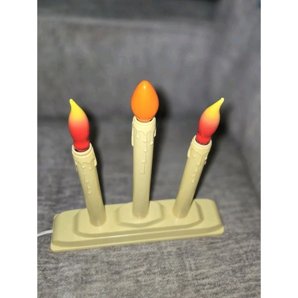 VINTAGE 2 sets Christmas Candelabras‎ Window Candles 3 light Electric Tested